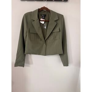 Bailey/44, military style cropped green jacket, size medium